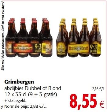 Promoties Grimbergen abdijbier dubbel of blond - Grimbergen - Geldig van 14/02/2018 tot 27/02/2018 bij Colruyt