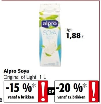Promoties Alpro soya original of light - Alpro - Geldig van 14/02/2018 tot 27/02/2018 bij Colruyt