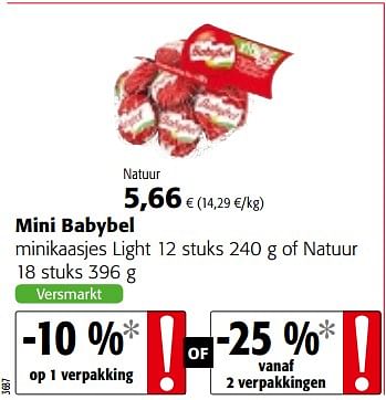 Promoties Mini babybel minikaasjes light of natuur - Babybel - Geldig van 14/02/2018 tot 27/02/2018 bij Colruyt