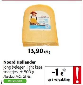 Promoties Noord hollander jong belegen light kaas sneetjes - Noord-Hollander - Geldig van 14/02/2018 tot 27/02/2018 bij Colruyt