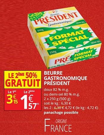 Promotions Beurre gastronomique président - Président - Valide de 14/02/2018 à 25/02/2018 chez Auchan Ronq