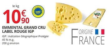 Promotions Emmental grand cru label rouge igp - Label Rouge - Valide de 14/02/2018 à 25/02/2018 chez Auchan Ronq