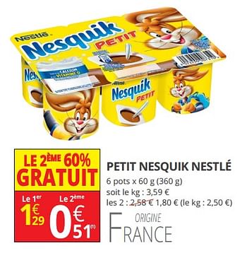 Promotions Petit nesquik nestlé - Nestlé - Valide de 14/02/2018 à 25/02/2018 chez Auchan Ronq