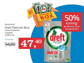 Promoties Dreft platinum blue vaatwastabletten megabox 4x58 stuks - Dreft - Geldig van 15/02/2018 tot 04/03/2018 bij Bol.com