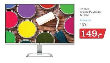 Promotions Hp 24ea 24 inch ips monitor 1x hdmi - HP - Valide de 15/02/2018 à 04/03/2018 chez Bol.com