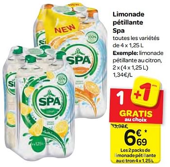 Promotions Limonade pétillante spa - Spa - Valide de 14/02/2018 à 26/02/2018 chez Carrefour