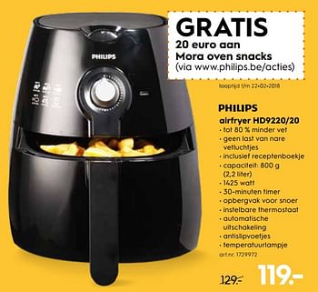 Promoties Philips airfryer hd9220-20 - Philips - Geldig van 01/02/2018 tot 27/02/2018 bij Blokker
