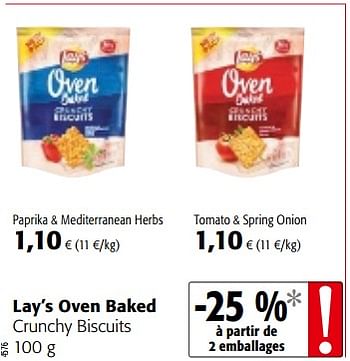Promotions Lay`s oven baked crunchy biscuits - Lay's - Valide de 14/02/2018 à 27/02/2018 chez Colruyt