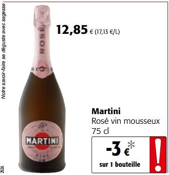 Promotions Martini rosé vin mousseux - Martini - Valide de 14/02/2018 à 27/02/2018 chez Colruyt