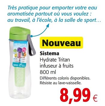 Promotions Sistema hydrate tritan infuseur à fruits - Sistema - Valide de 14/02/2018 à 27/02/2018 chez Colruyt