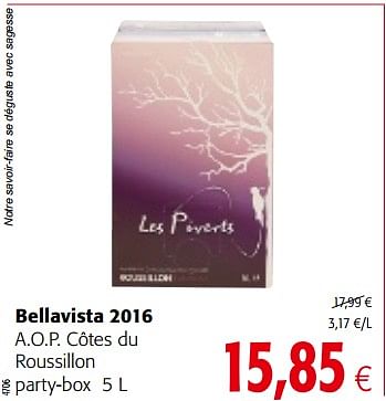 Promoties Bellavista 2016 a.o.p. côtes du roussillon party-box - Rode wijnen - Geldig van 14/02/2018 tot 27/02/2018 bij Colruyt