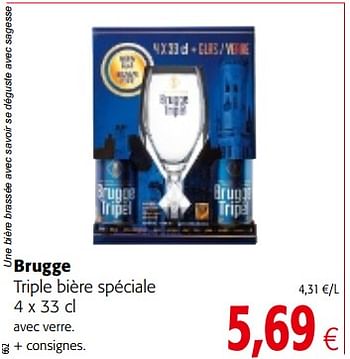 Promotions Brugge triple bière spéciale - Brugge - Valide de 14/02/2018 à 27/02/2018 chez Colruyt