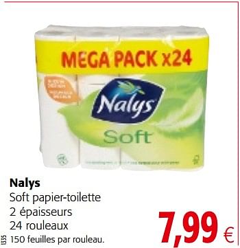 Promotions Nalys soft papier-toilette - Nalys - Valide de 14/02/2018 à 27/02/2018 chez Colruyt