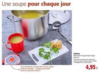 Promotions Sistema microwave mug à soupe rouge - Produit maison - Colruyt - Valide de 14/02/2018 à 27/02/2018 chez Colruyt