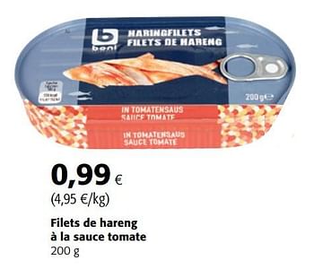 Promoties Boni selection filets de hareng à la sauce tomate - Boni - Geldig van 14/02/2018 tot 27/02/2018 bij Colruyt