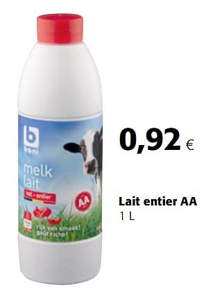Promotions Boni selection lait entier aa - Boni - Valide de 14/02/2018 à 27/02/2018 chez Colruyt