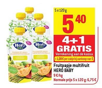 Promoties Fruitpapje multifruit hero baby - Hero - Geldig van 21/02/2018 tot 27/02/2018 bij Match