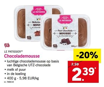 Promoties Chocolademousse - Le Patissier - Geldig van 26/02/2018 tot 03/03/2018 bij Lidl