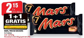 Promotions Mars, twix ou snickers - Produit Maison - Smatch - Valide de 21/02/2018 à 27/02/2018 chez Smatch
