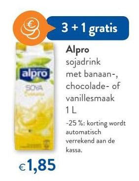 Promoties Alpro sojadrink met banaan-, chocolade- of vanillesmaak - Alpro - Geldig van 14/02/2018 tot 27/02/2018 bij OKay