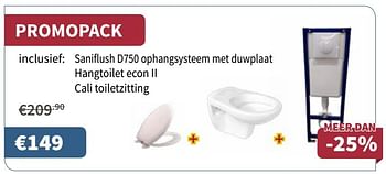 Promoties Saniflush d750 ophangsysteem met duwplaat hangtoilet econ ii cali toiletzitting - Huismerk - Cevo - Geldig van 15/02/2018 tot 28/02/2018 bij Cevo Market