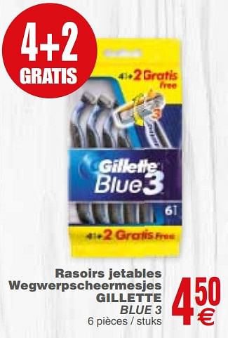 Promoties Rasoirs jetables wegwerpscheermesjes gillette blue 3 - Gillette - Geldig van 20/02/2018 tot 26/02/2018 bij Cora