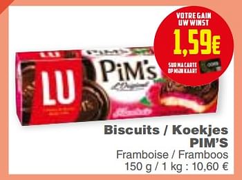 Promotions Biscuits koekjes pim`s - Lu - Valide de 20/02/2018 à 26/02/2018 chez Cora