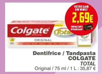 Promotions Dentifrice - tandpasta colgate total - Colgate - Valide de 20/02/2018 à 26/02/2018 chez Cora