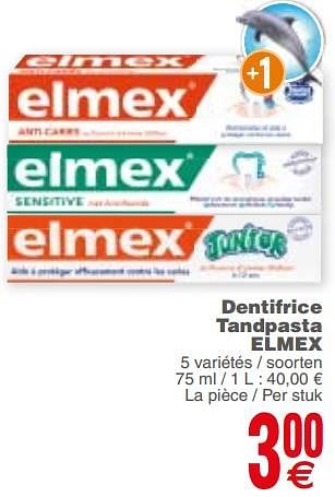 Promotions Dentifrice tandpasta elmex - Elmex - Valide de 20/02/2018 à 26/02/2018 chez Cora