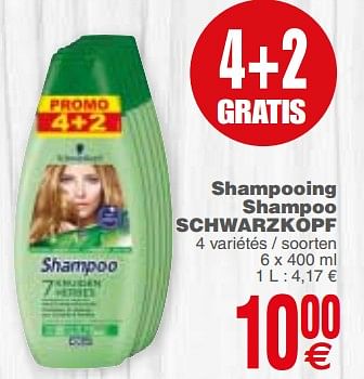 Promotions Shampooing shampoo schwarzkopf - Schwarzkopf - Valide de 20/02/2018 à 26/02/2018 chez Cora