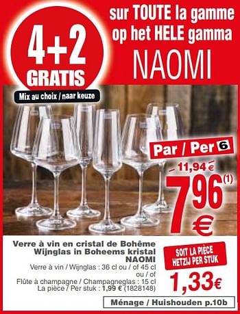 Promoties Verre à vin en cristallin de bohème wijnglas in kristal naomi - Huismerk - Cora - Geldig van 20/02/2018 tot 05/03/2018 bij Cora