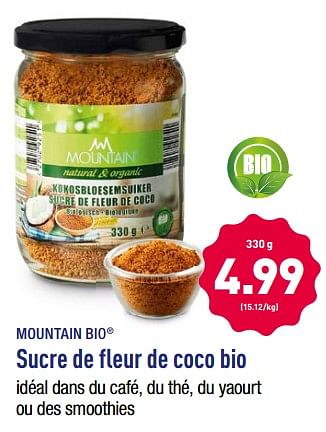 Promotions Mountain bio sucre de fleur de coco bio - MOUNTAIN - Valide de 19/02/2018 à 24/02/2018 chez Aldi
