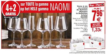 Promotions Verre à vin en cristal de bohême wijnglas in boheems kristal naomi - Produit maison - Cora - Valide de 20/02/2018 à 05/03/2018 chez Cora