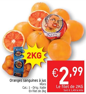 Promotions Oranges sanguines à jus moro - Produit maison - Intermarche - Valide de 20/02/2018 à 25/02/2018 chez Intermarche
