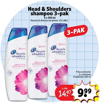 Promoties 3 x shampoo glad+zijde - Head & Shoulders - Geldig van 20/02/2018 tot 25/02/2018 bij Kruidvat