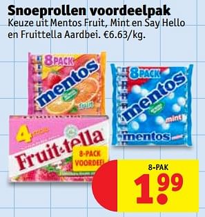 Promoties Snoeprollen voordeelpak - Mentos - Geldig van 20/02/2018 tot 25/02/2018 bij Kruidvat