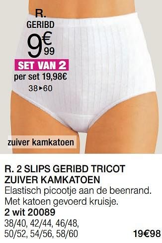 Promoties 2 slips geribd tricot - Huismerk - Damart - Geldig van 02/01/2018 tot 15/06/2018 bij Damart