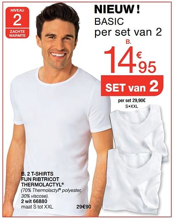 Promoties 2 t-shirts fijn ribtricot thermolactyl - Huismerk - Damart - Geldig van 02/01/2018 tot 15/06/2018 bij Damart
