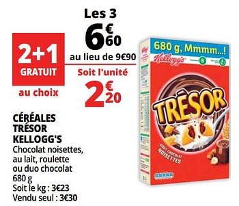 Promotions Céréales trésor kellogg`s - Kellogg's - Valide de 21/02/2018 à 27/02/2018 chez Auchan Ronq