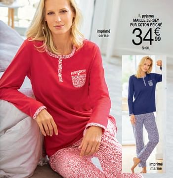 Promoties Pyjama maille jersey imprimé animalier - Huismerk - Damart - Geldig van 02/01/2018 tot 15/06/2018 bij Damart