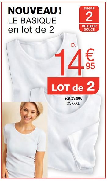 Promotions 2 t-shirts fine côte thermolactyl - Produit Maison - Damart - Valide de 02/01/2018 à 15/06/2018 chez Damart