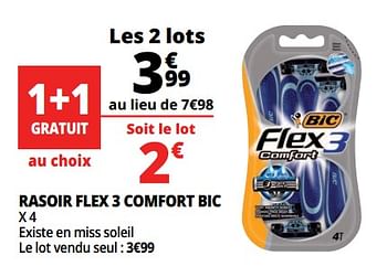 Promoties Rasoir flex 3 comfort bic x 4 - BIC - Geldig van 21/02/2018 tot 27/02/2018 bij Auchan