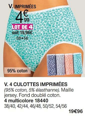 Promotions 4 culottes imprimées - Produit Maison - Damart - Valide de 02/01/2018 à 15/06/2018 chez Damart