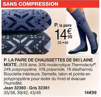Promoties La paire de chaussettes de ski laine mixte - Huismerk - Damart - Geldig van 02/01/2018 tot 15/06/2018 bij Damart