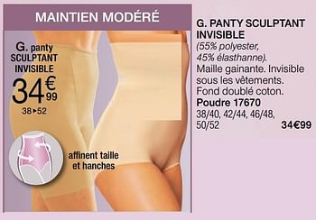 Promotions Panty sculptant invisible - Produit Maison - Damart - Valide de 02/01/2018 à 15/06/2018 chez Damart