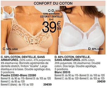 Promotions Sans armatures coton et dentelle - Produit Maison - Damart - Valide de 02/01/2018 à 15/06/2018 chez Damart