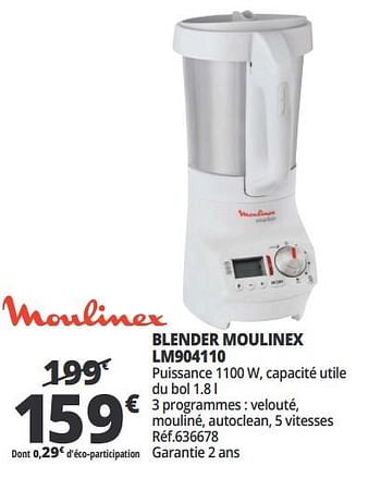 Promotions Blender moulinex lm904110 - Moulinex - Valide de 21/02/2018 à 27/02/2018 chez Auchan Ronq