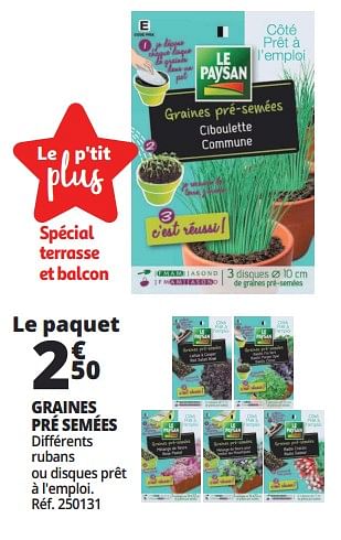 Promotions Graines pré semées - Le Paysan - Valide de 21/02/2018 à 06/03/2018 chez Auchan Ronq