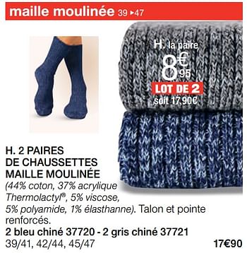 Promotions 2 paires de chaussettes maille moulinée - Produit Maison - Damart - Valide de 02/01/2018 à 15/06/2018 chez Damart