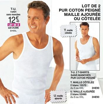 Promotions 2 t-shirts sans manches pur coton peigné - Produit Maison - Damart - Valide de 02/01/2018 à 15/06/2018 chez Damart